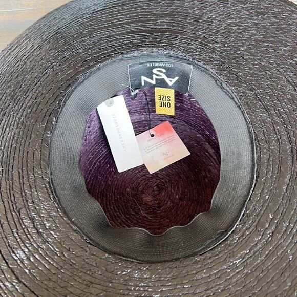 New Anthropologie ASN Astoria Black Straw Hat - Picture 5 of 8